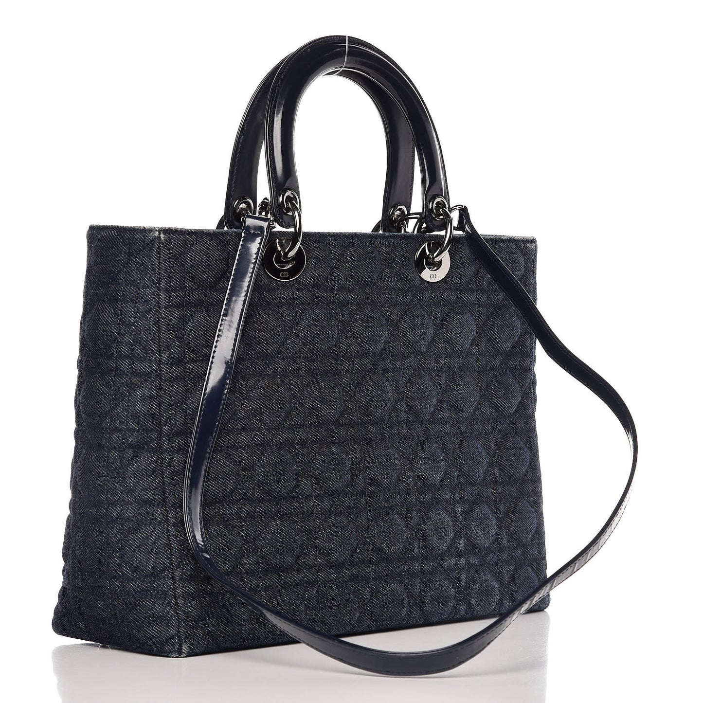 Denim Cannage Large Lady Dior Tote Blue