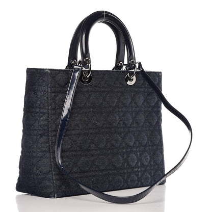 Christian Dior Denim Cannage Large Lady Dior Tote Blue 4 of 14