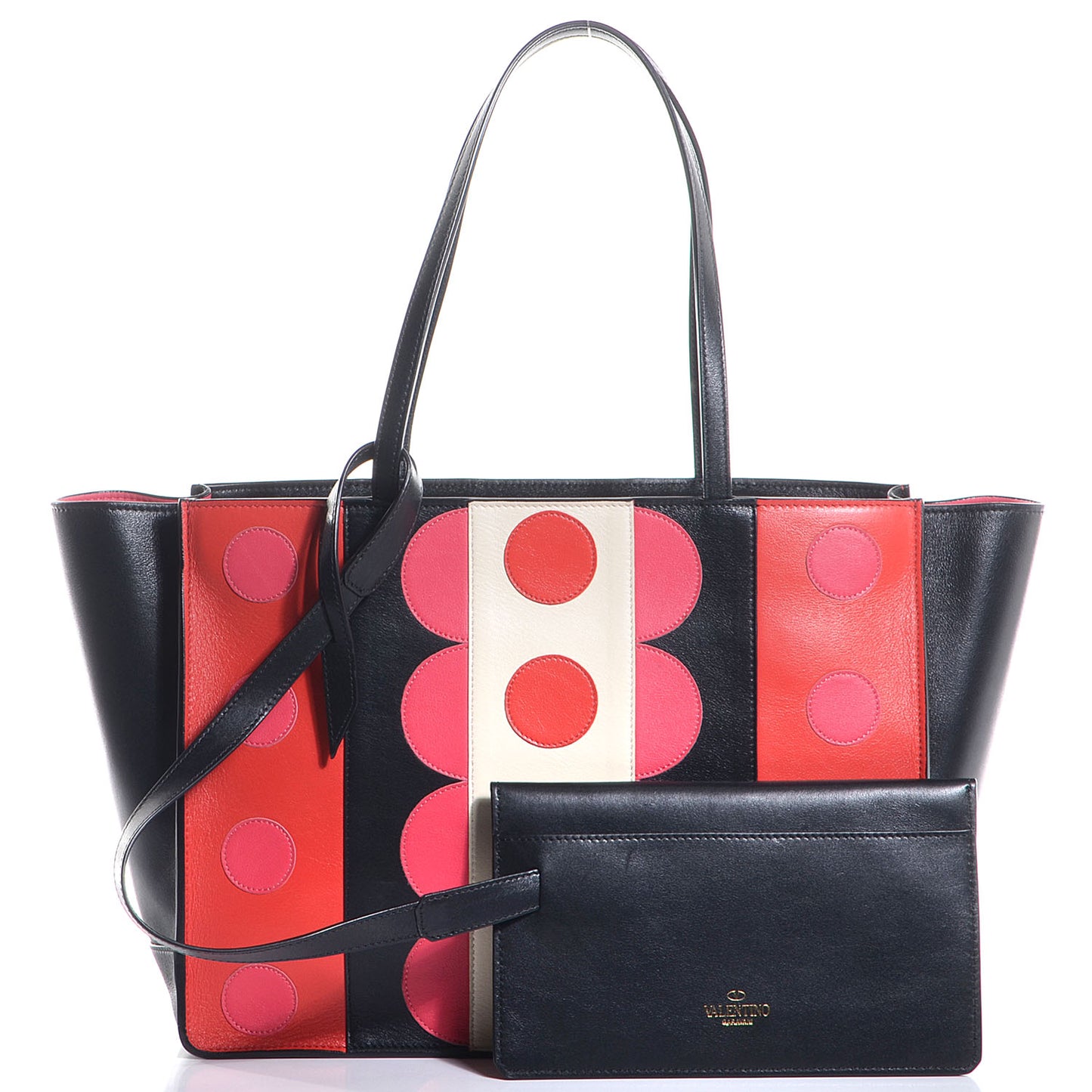 Calfskin Carmen Medium Tote Black Deep Rose