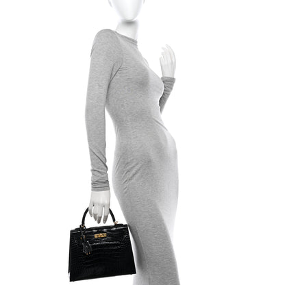 Hermes Shiny Alligator Kelly Sellier 25 Black 2 of 14