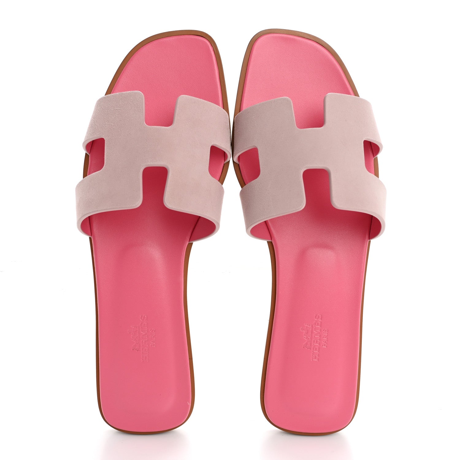 Hermes Suede Goatskin Oran Sandals 39.5 Rose Porcelaine 2 of 10