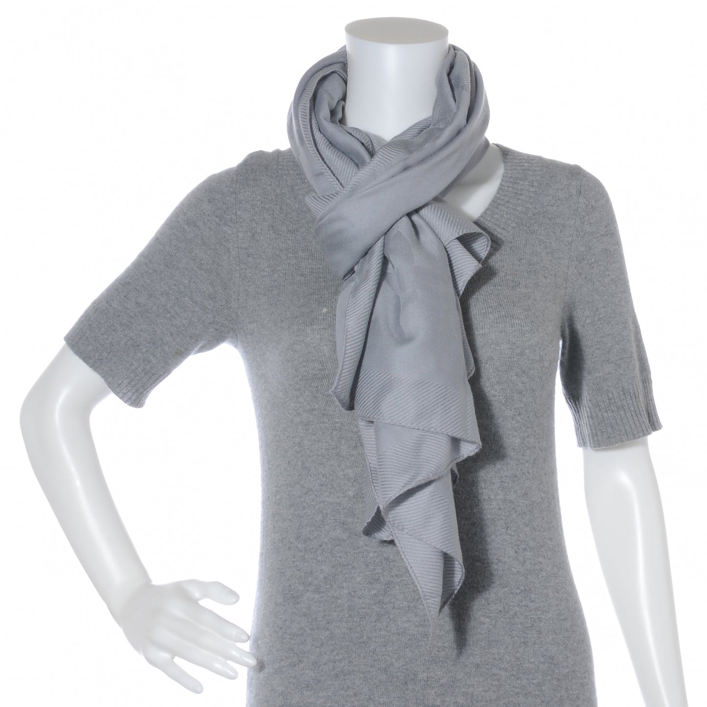 Etole Jali Silk Cashmere Monogram Shawl Grey