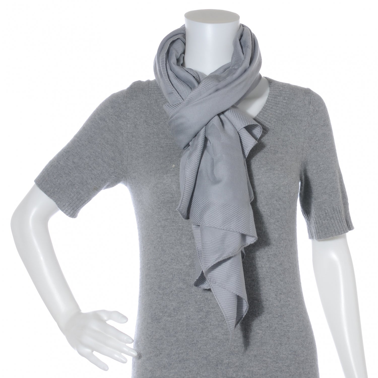 Louis Vuitton Etole Jali Silk Cashmere Monogram Shawl Grey 5 of 7