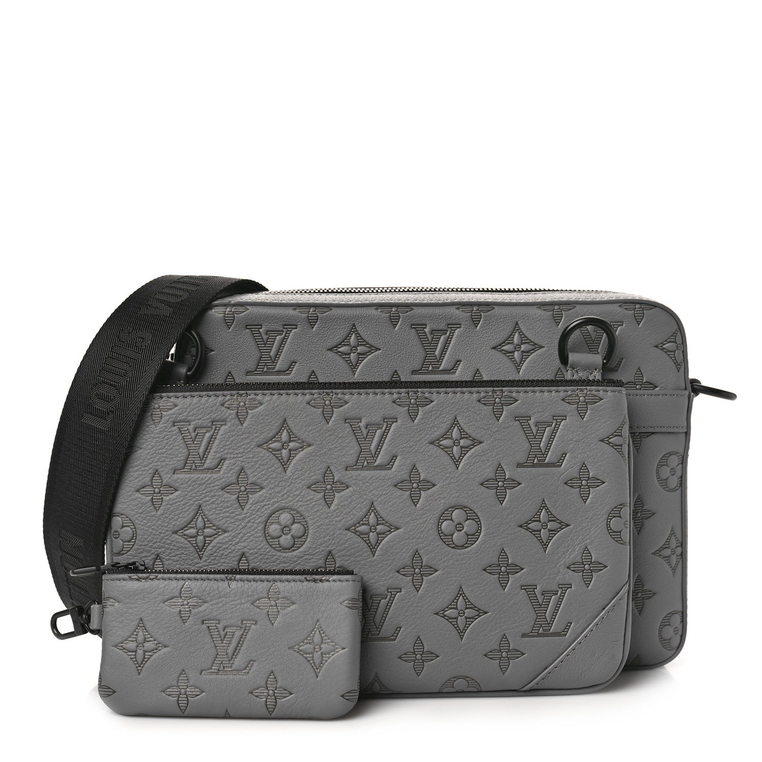 Louis Vuitton Calfskin Monogram Shadow Trio Messenger Anthracite Gray 1 of 11