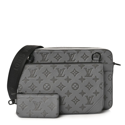 Louis Vuitton Calfskin Monogram Shadow Trio Messenger Anthracite Gray 1 of 11