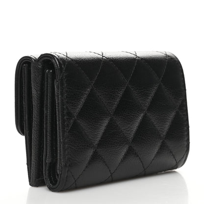Chanel Grained Calfskin Quilted CC Box Compact Flap Wallet Black 3 of 12