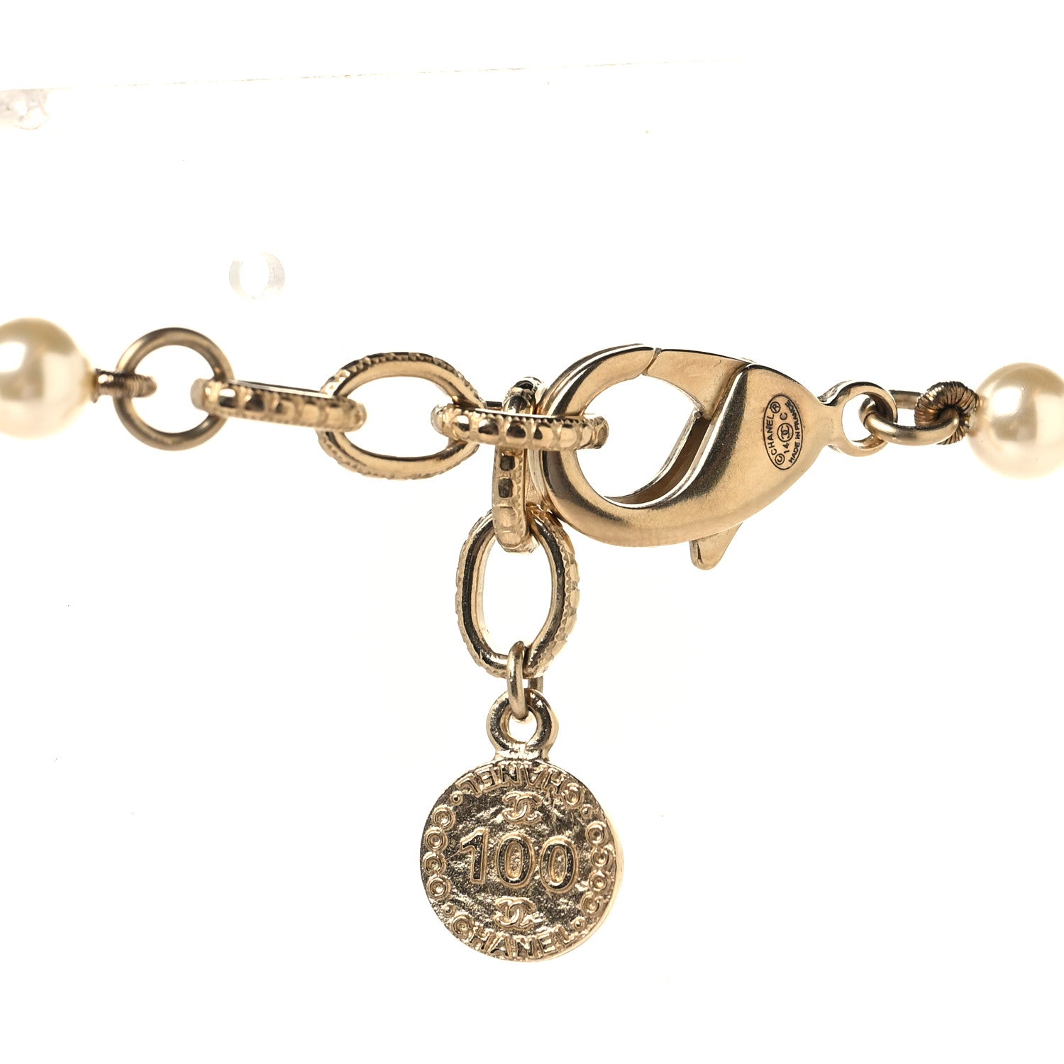 Chanel Pearl CC 100th Anniversary Long Necklace Light Gold Light Gold 4 of 5