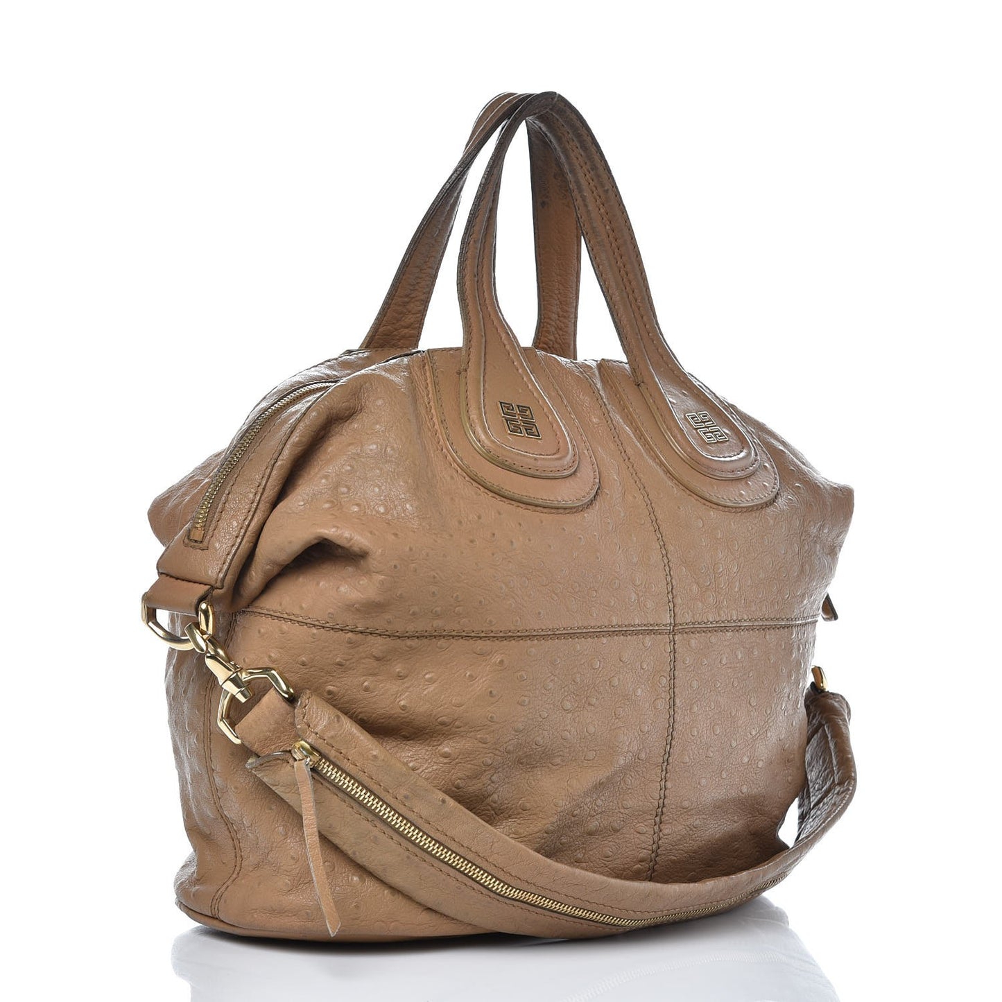 Calfskin Ostrich Embossed Medium Nightingale Brown