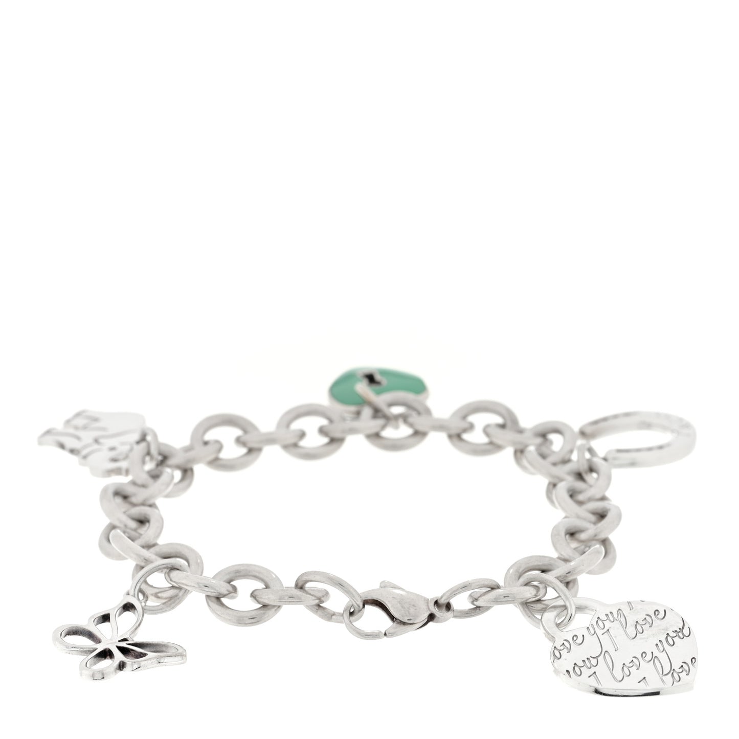 Sterling Silver Enamel Five Charm Bracelet Blue