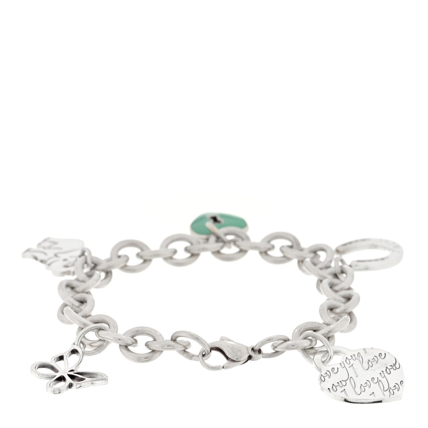 Tiffany Sterling Silver Enamel Five Charm Bracelet Blue 2 of 4