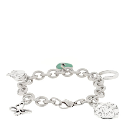 Tiffany Sterling Silver Enamel Five Charm Bracelet Blue 2 of 4