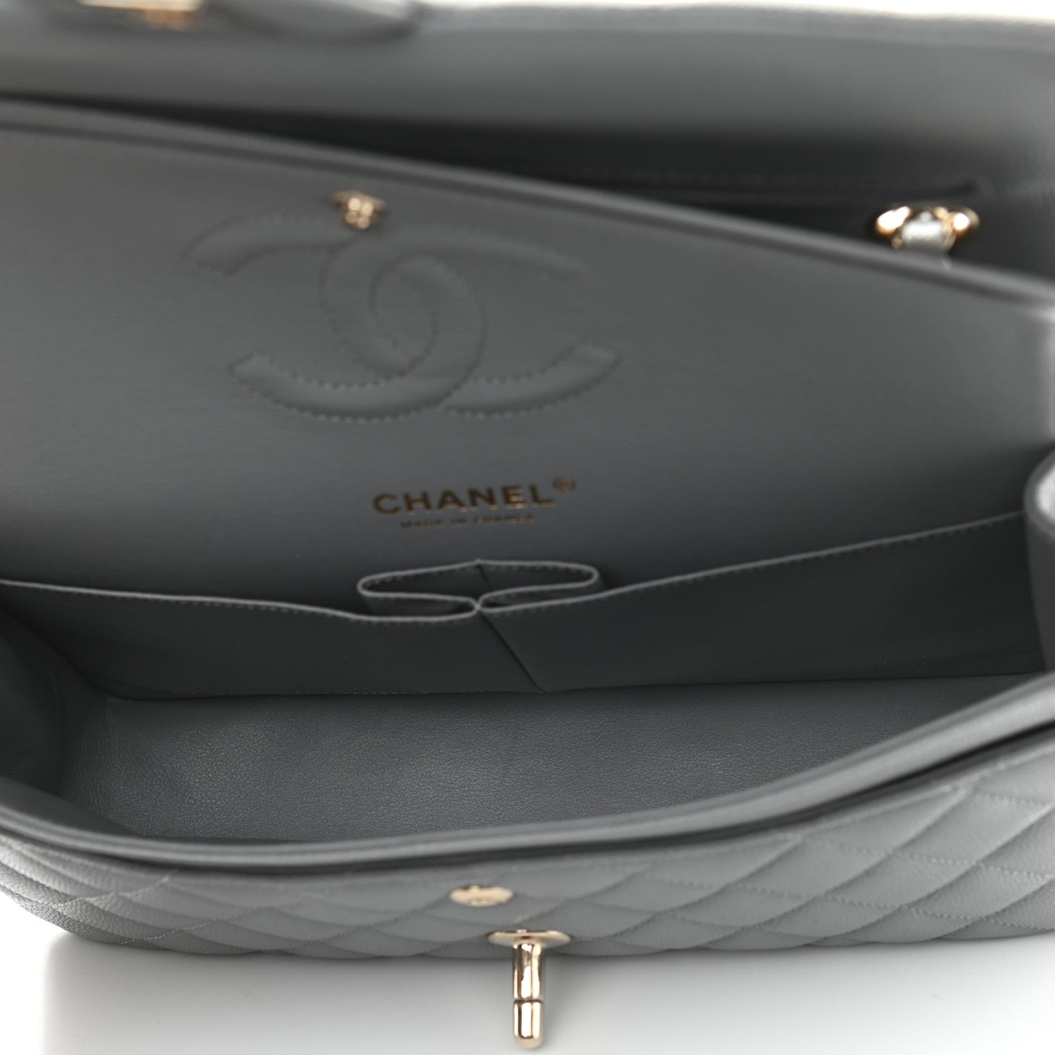 Chanel Caviar Quilted Medium Double Flap Grey 5 of 9
