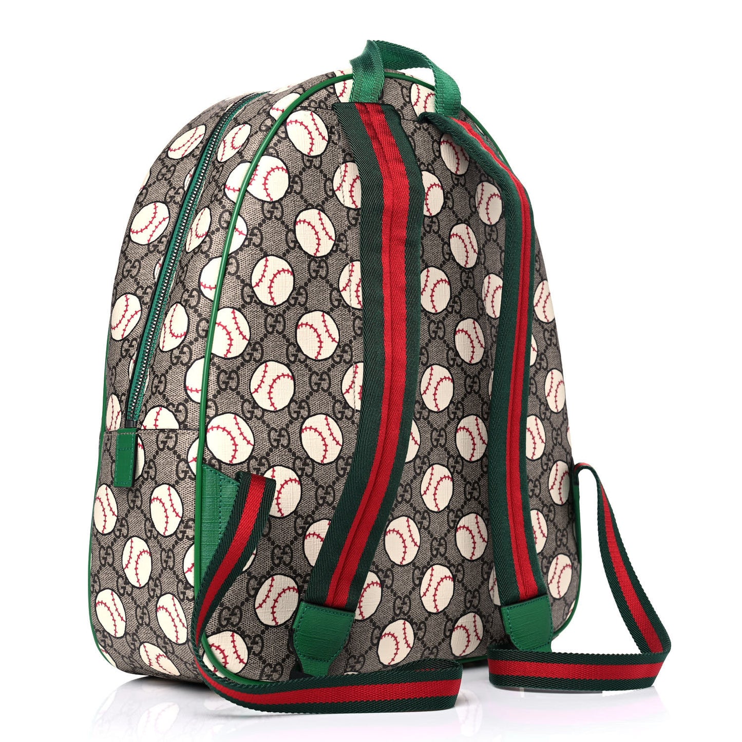 GG Supreme Monogram Baseballs Web Childrens Backpack Green