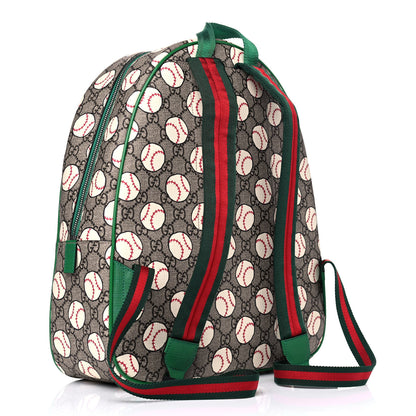 Gucci GG Supreme Monogram Baseballs Web Childrens Backpack Green 2 of 4