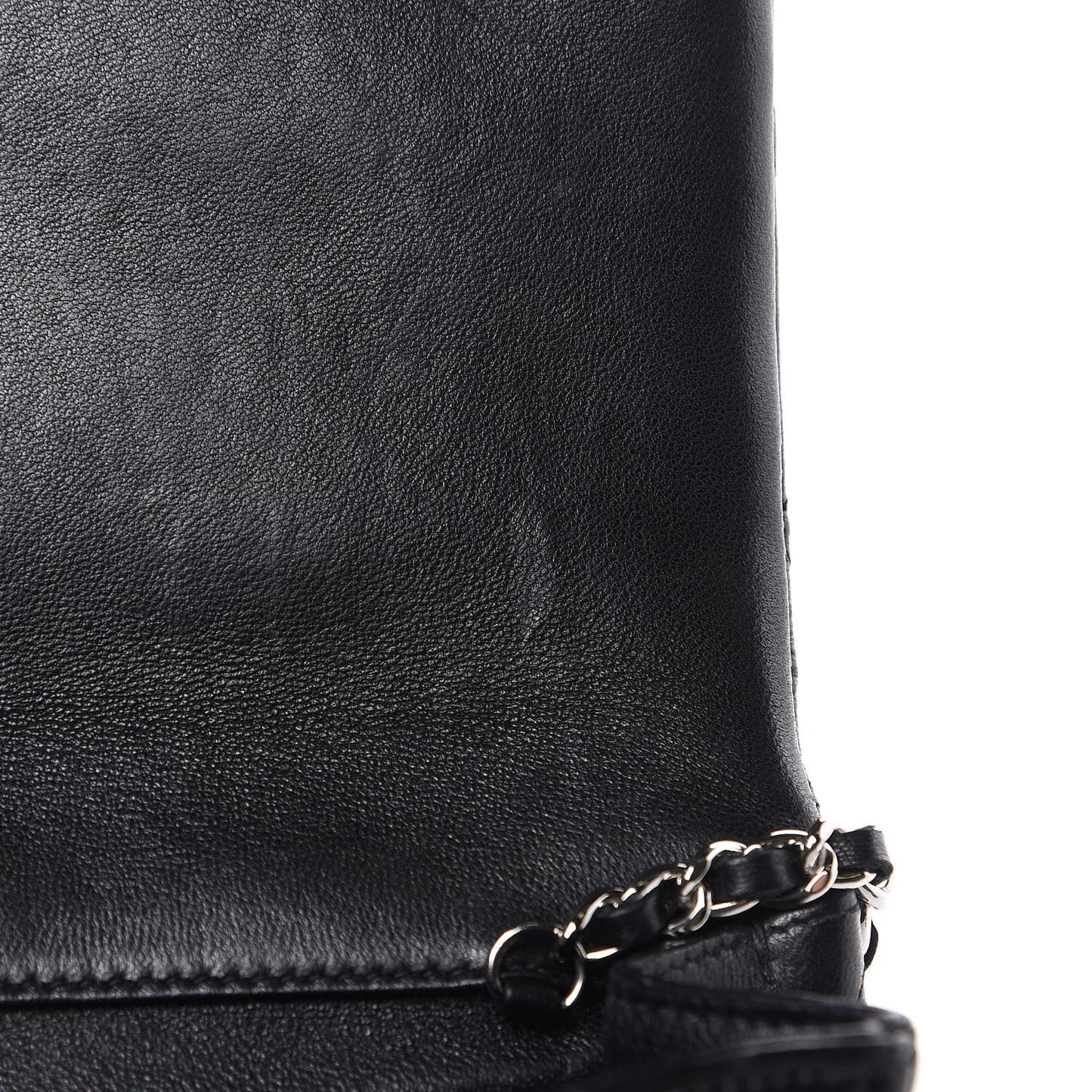 Lambskin Quilted Clutch With Chain Flap Black
