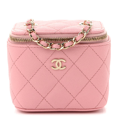 Chanel Caviar Quilted Mini Vanity Case With Chain Pink 1 of 11