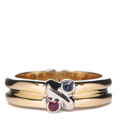 Tiffany 18K Yellow White Gold Ruby Sapphire Ring 48 4.5 1 of 7