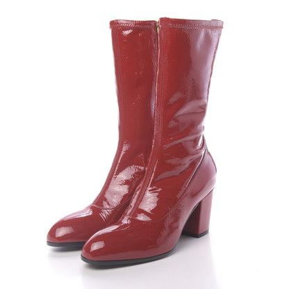 Gucci Patent Calfskin Stretch Boots 36 Hibiscus Red 3 of 7