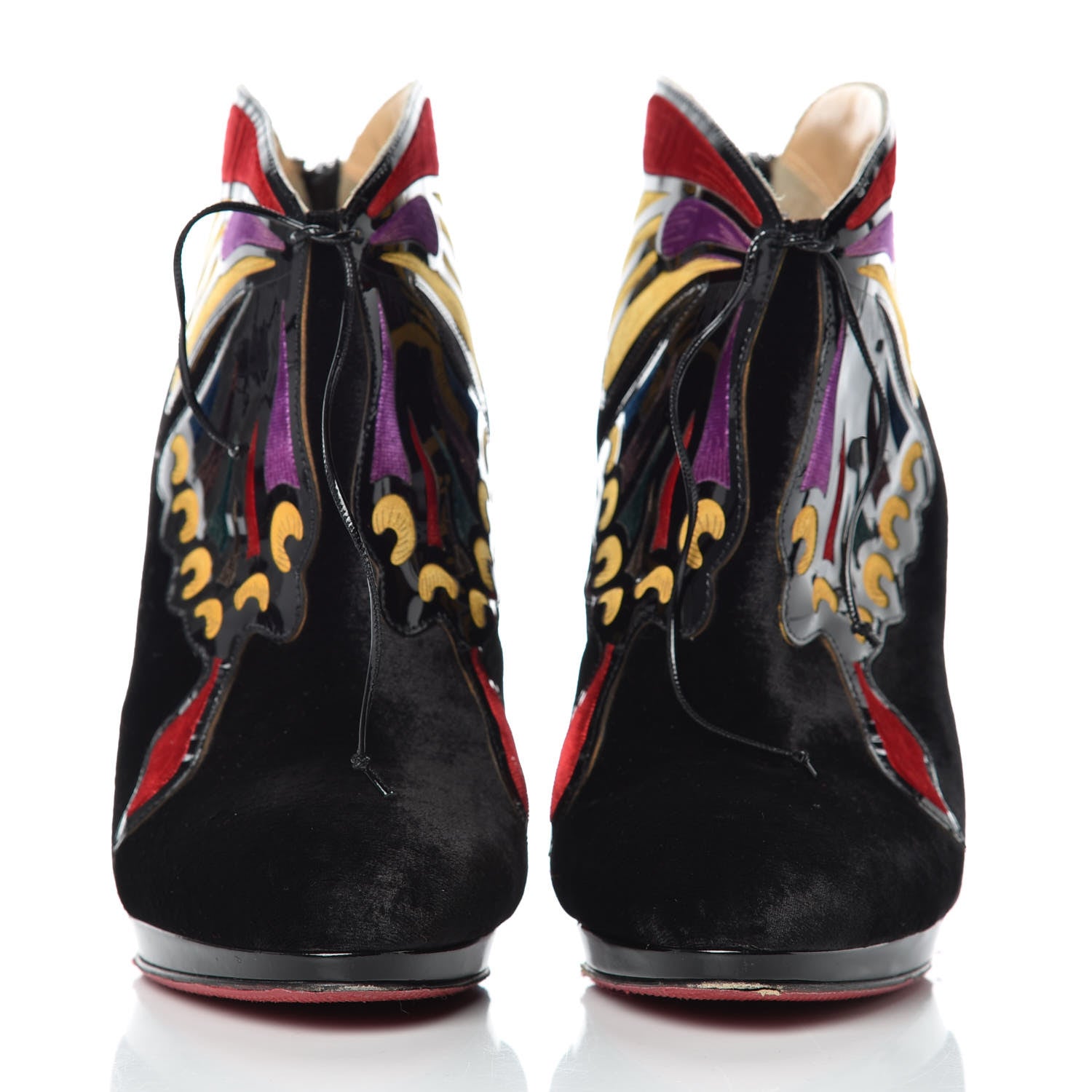 Christian Louboutin Velvet Mariposa Ankle Boots 37 Black 2 of 17