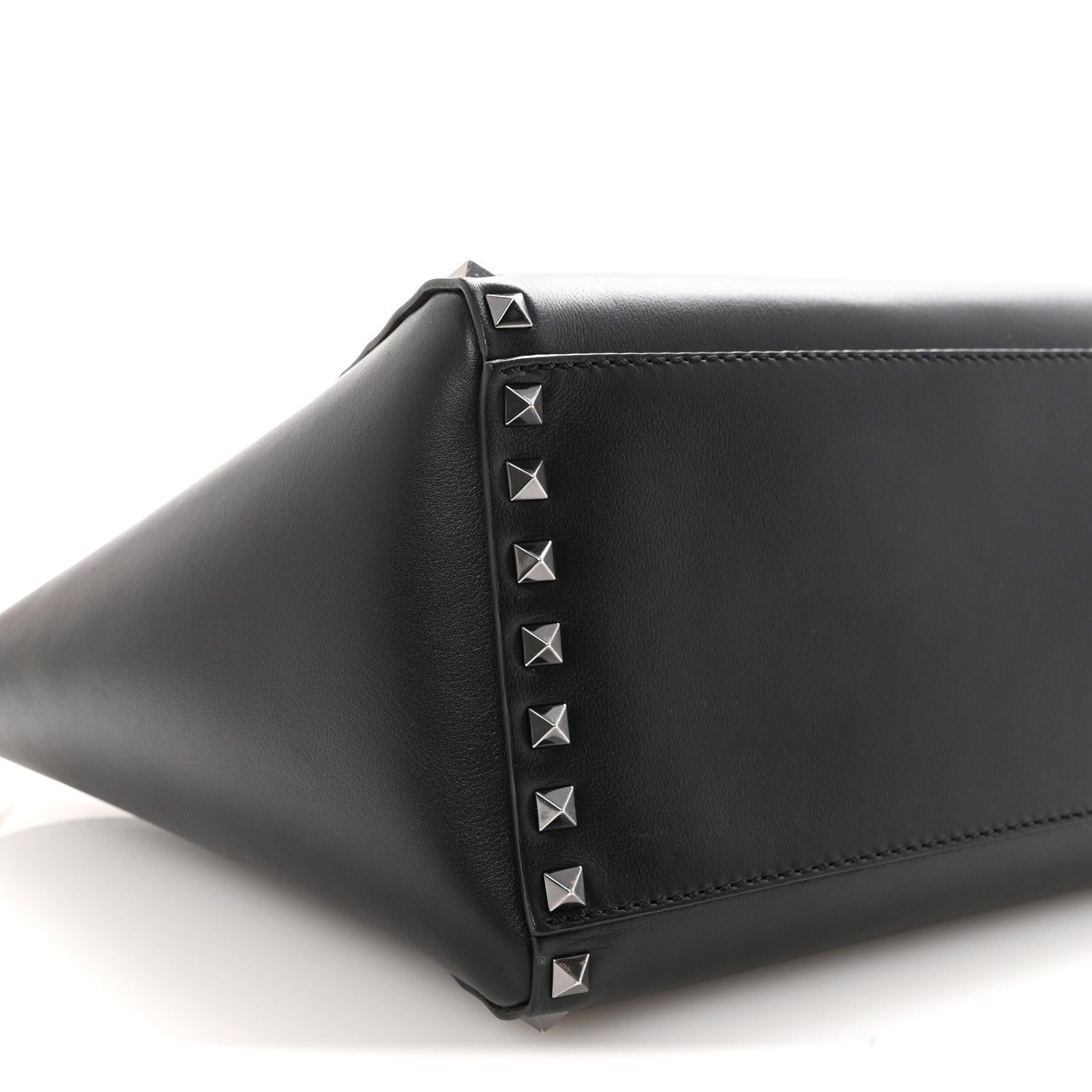 Valentino Garavani Vitello Small Rockstud Double Handle Tote Black 8 of 9