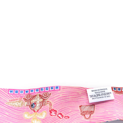 Hermes Silk Super Silk Quest Twilly Rose Vif Bleu Vert Amande 3 of 3