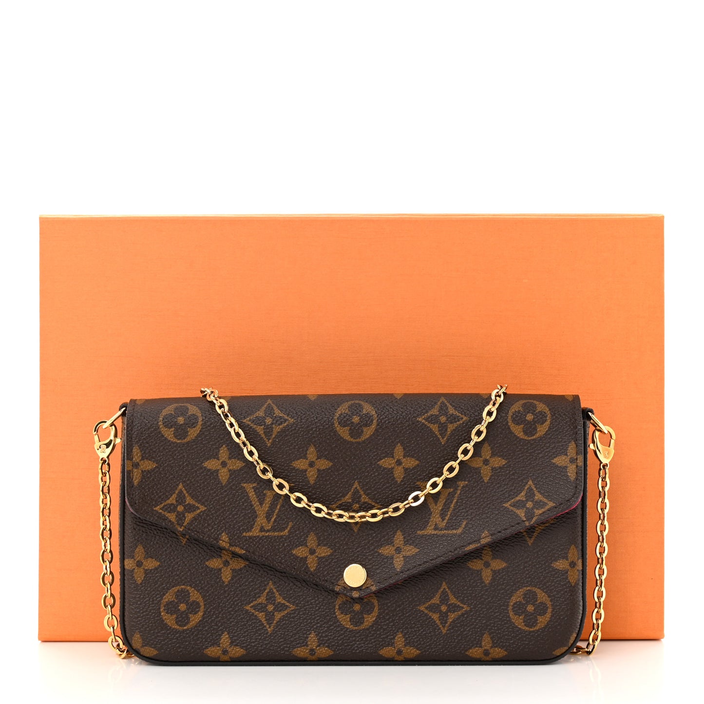 Monogram Pochette Felicie Chain Wallet Fuchsia