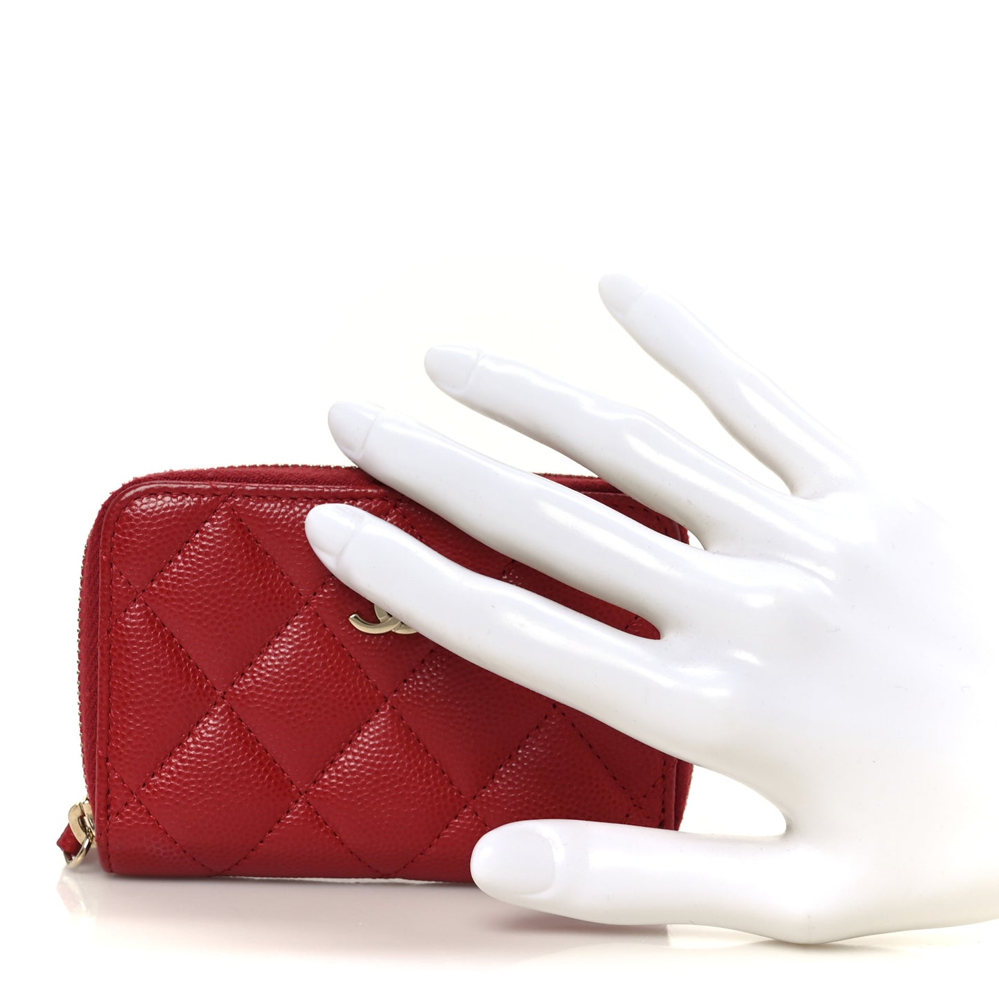 Caviar Quilted Zip Coin Purse Red