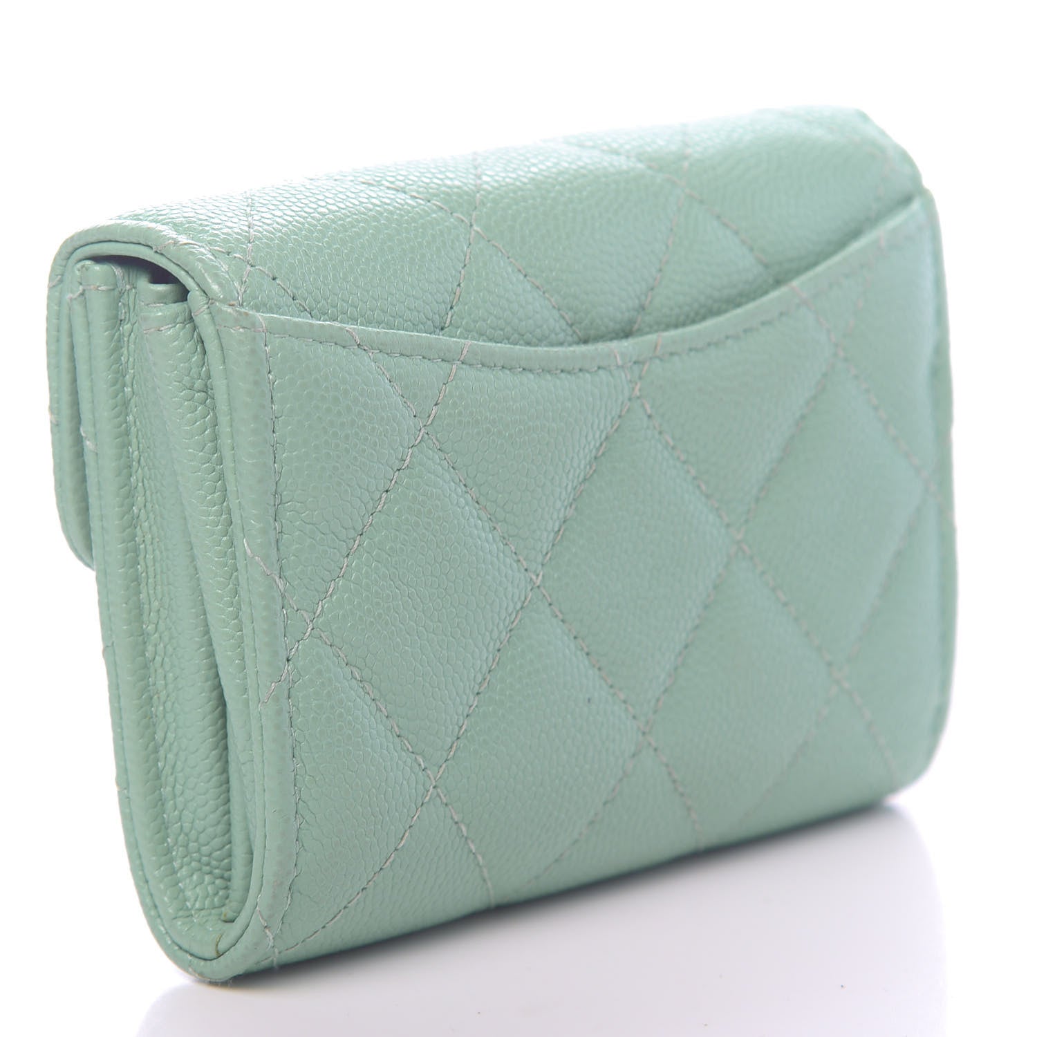 Chanel Caviar Quilted Flap Card Holder Wallet Light Blue 3 of 9