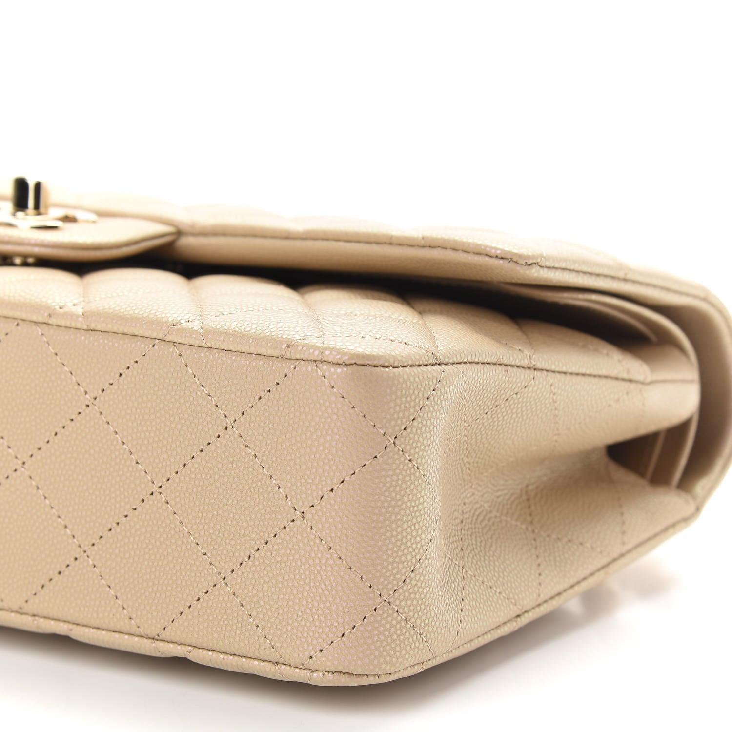 Chanel Iridescent Caviar Quilted Medium Double Flap Dark Beige 8 of 8
