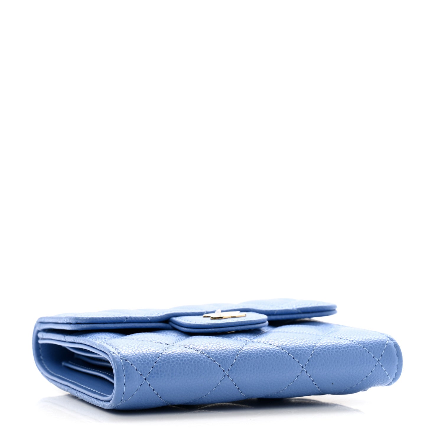 Chanel Caviar Quilted Compact Flap Wallet Blue 4 of 9