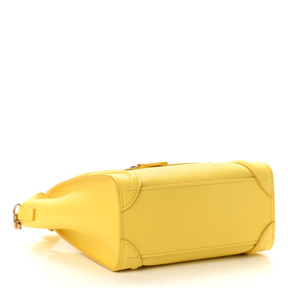 Celine Drummed Calfskin Nano Luggage Citron 4 of 10