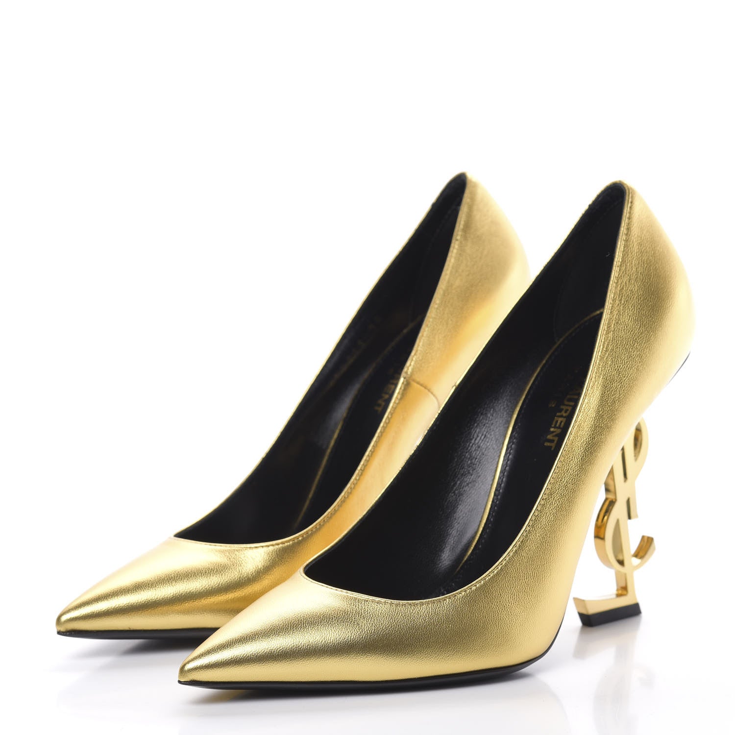 Saint Laurent Calfskin Opyum 100 Pumps 38 Gold 3 of 9