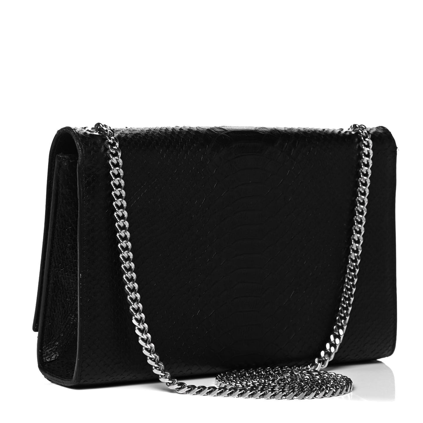 Snakeskin Medium Classic Monogram Kate Tassel Satchel Black
