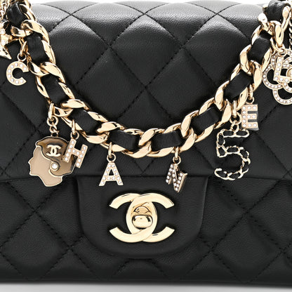 Chanel Lambskin Quilted Mini Coco Charms Rectangular Flap Black 8 of 13