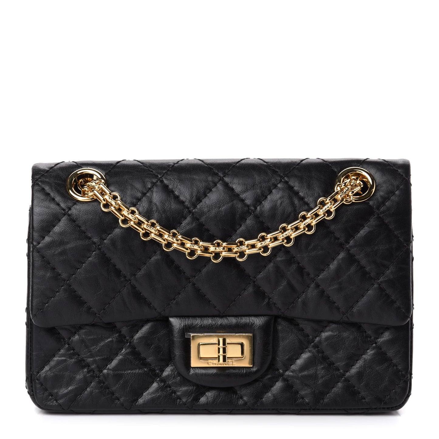Aged Calfskin Quilted 2.55 Reissue Mini Flap Black