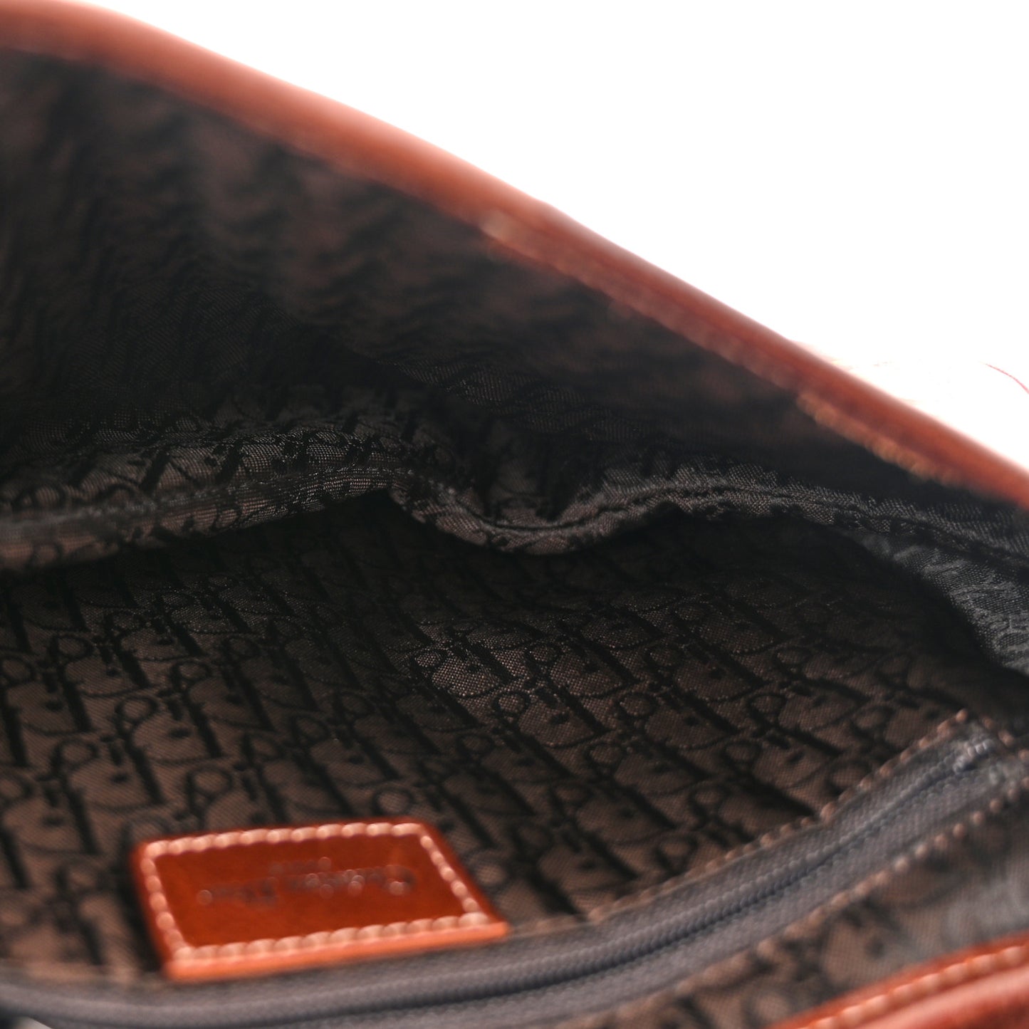 Calfskin Embroidered Romantic Flowers Saddle Bag Brown