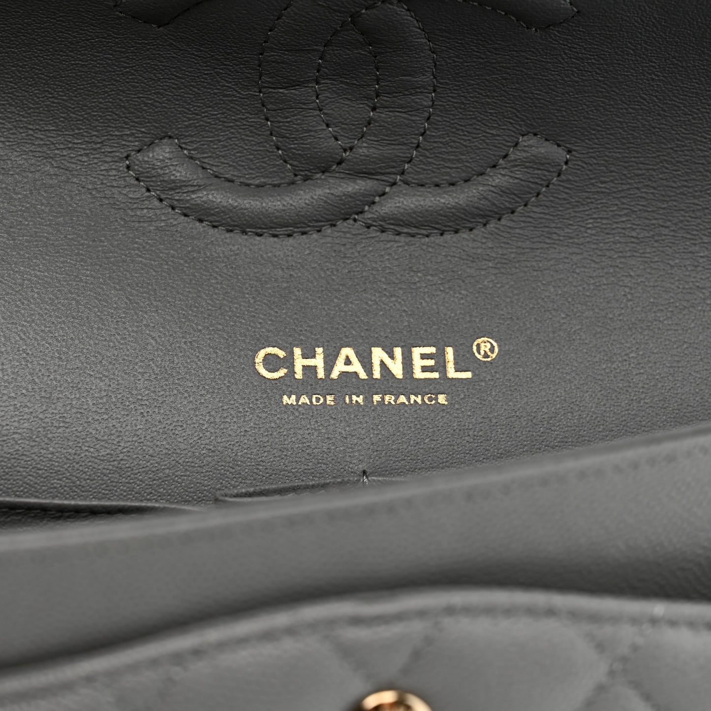 Caviar Quilted Medium Double Flap Grey