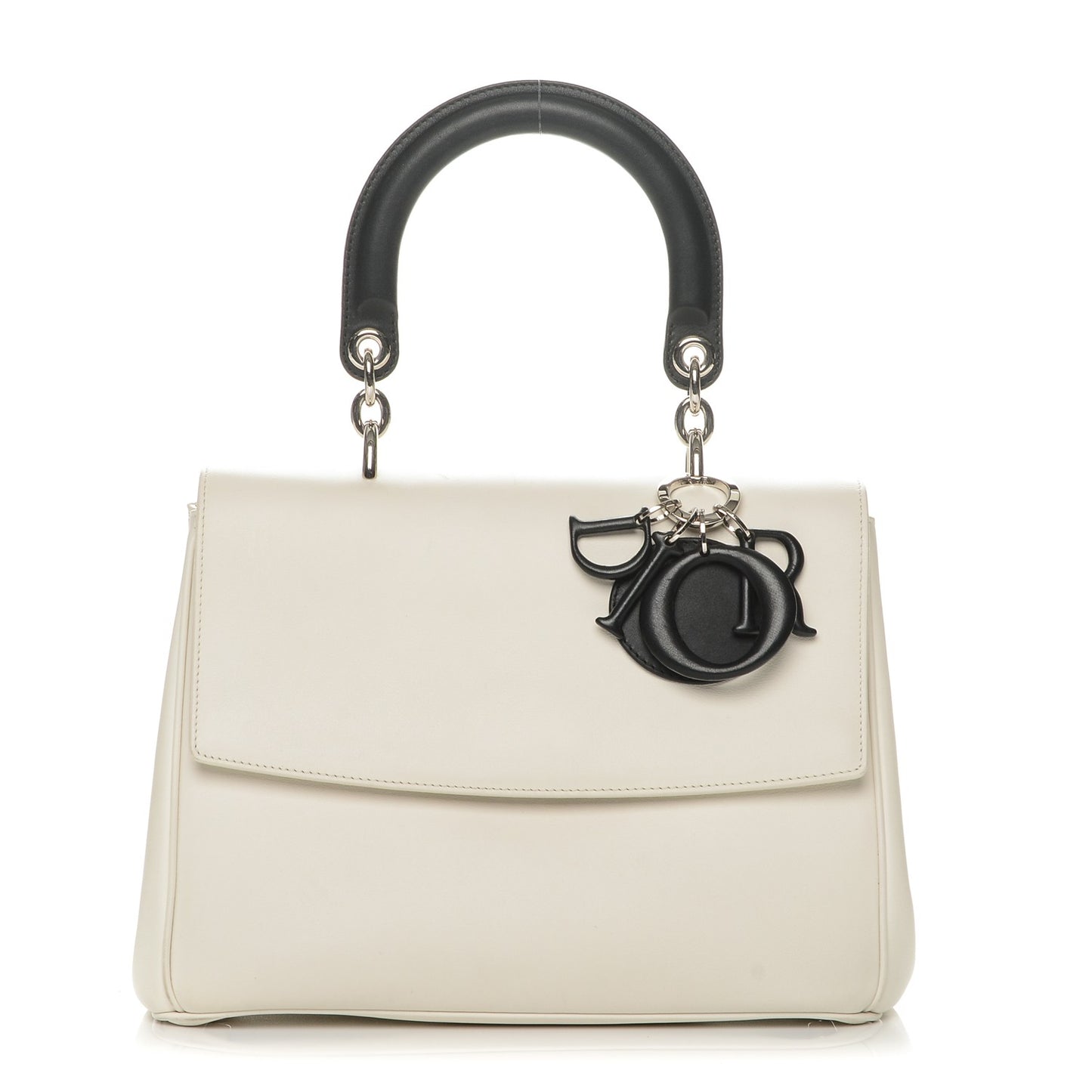 Smooth Calfskin Bi-Color Small Be Dior Flap White Black