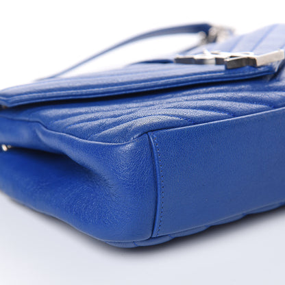 Saint Laurent Sheepskin Matelasse Medium Monogram College Punk Chain Satchel Blue Majorelle 7 of 16
