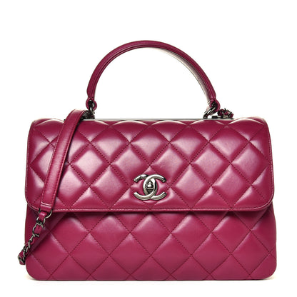 Chanel Lambskin Quilted Medium Trendy CC Flap Dual Handle Bag Dark Pink 2 of 12