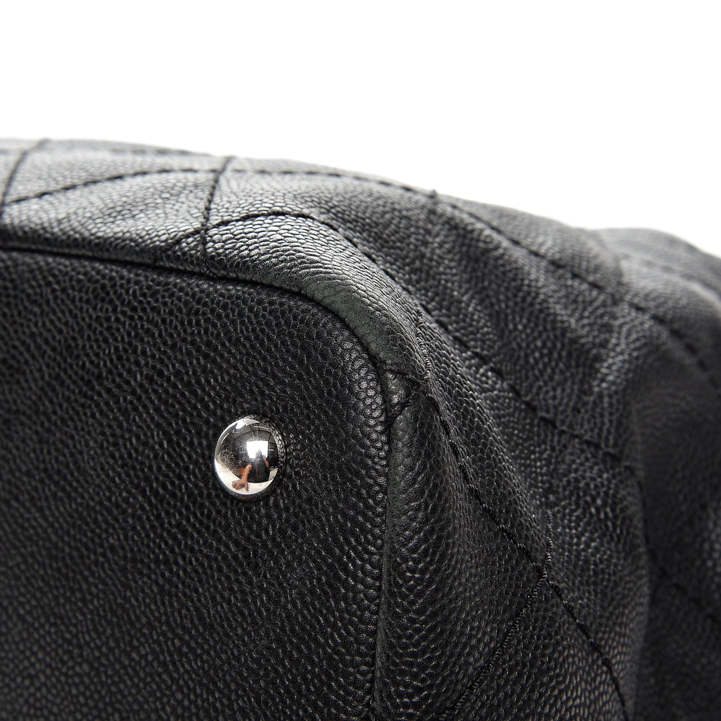 Grained Calfskin Quilted Large Daily Shopping Tote Black