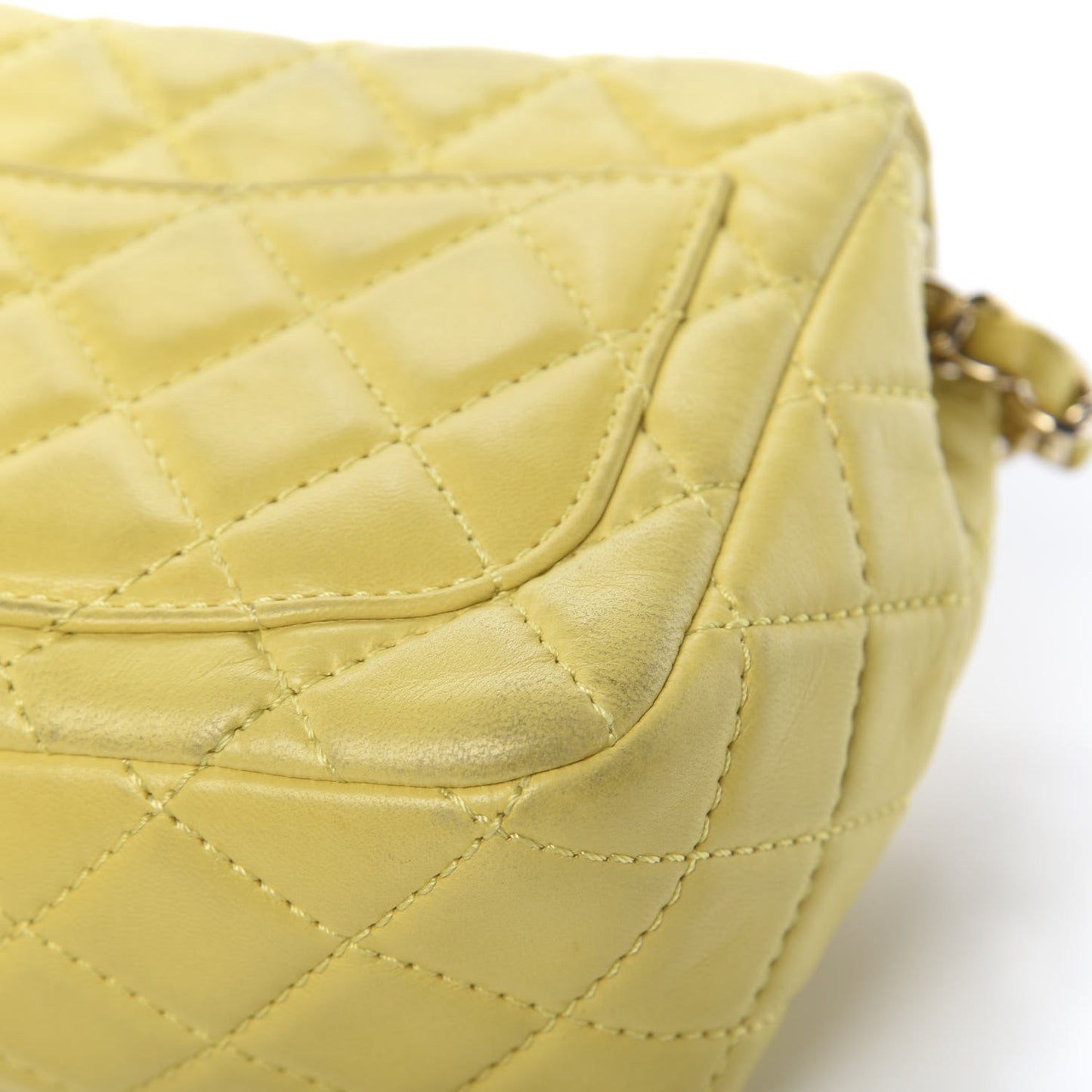 Lambskin Quilted Mini Square Flap Yellow