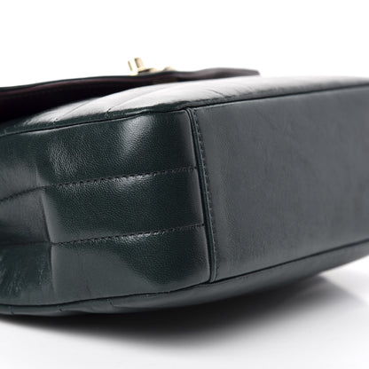 Chanel Shiny Lambskin Quilted Small Chevron Miroir Dark Green 6 of 10