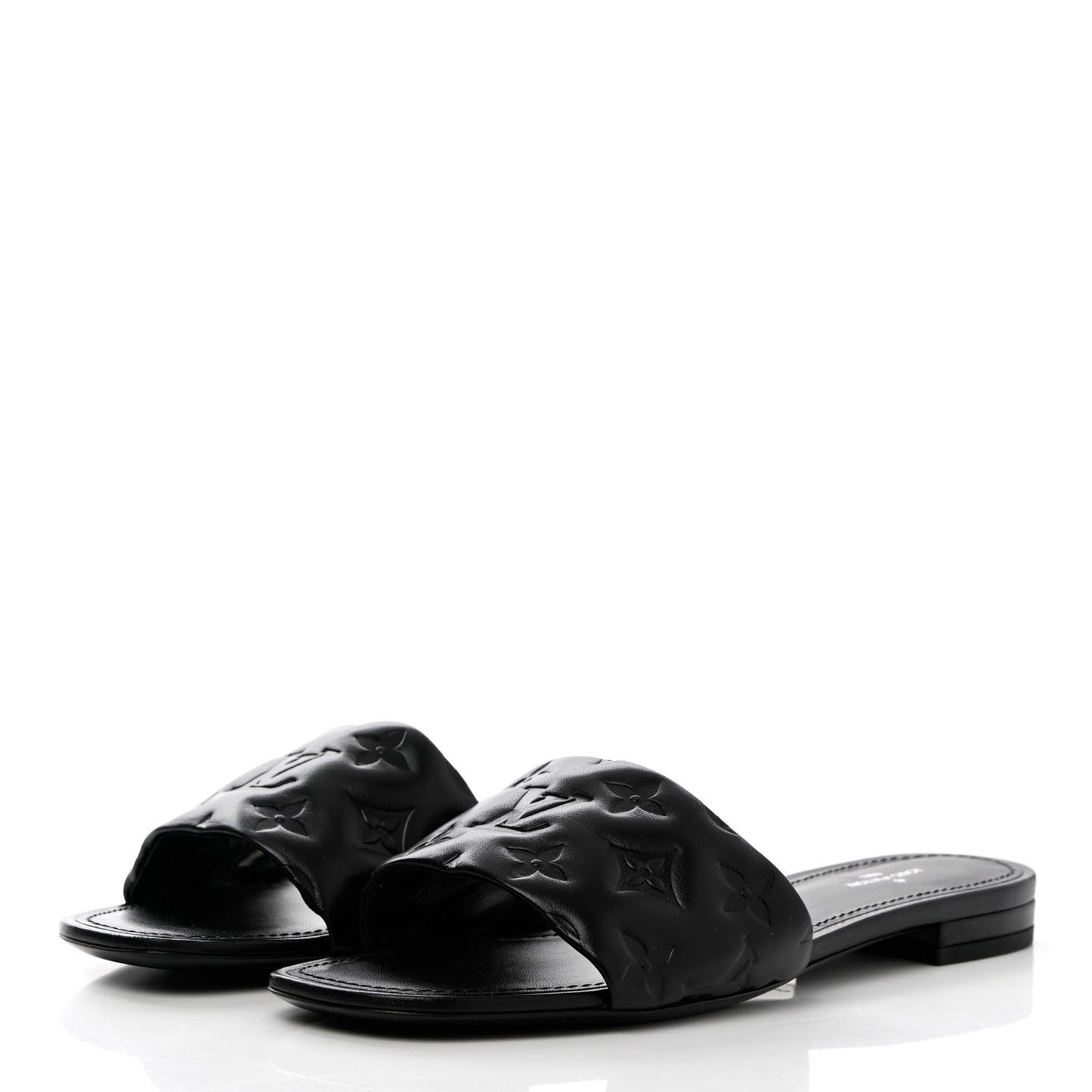 Lambskin Embossed Monogram Revival Flat Mules 39 Black