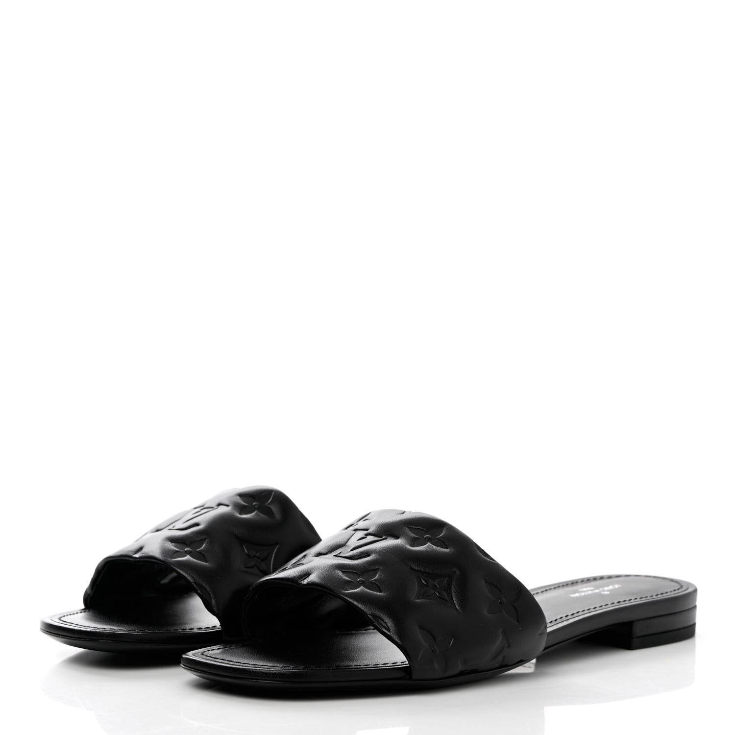 Louis Vuitton Lambskin Embossed Monogram Revival Flat Mules 39 Black 3 of 9