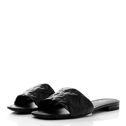 Louis Vuitton Lambskin Embossed Monogram Revival Flat Mules 39 Black 3 of 9