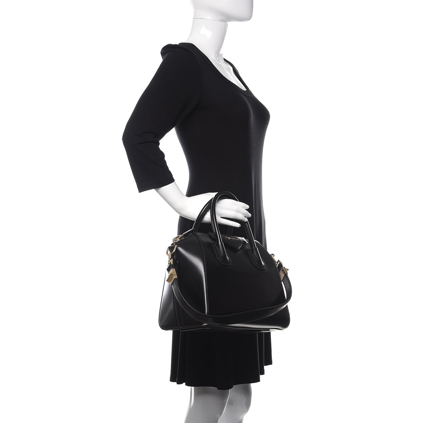 Shiny Lord Calfskin Small Antigona Black