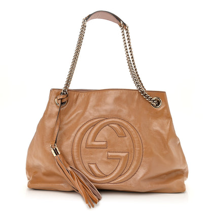 Gucci Vernice Naplack Medium Soho Chain Shoulder Bag Dark Cipria 1 of 9