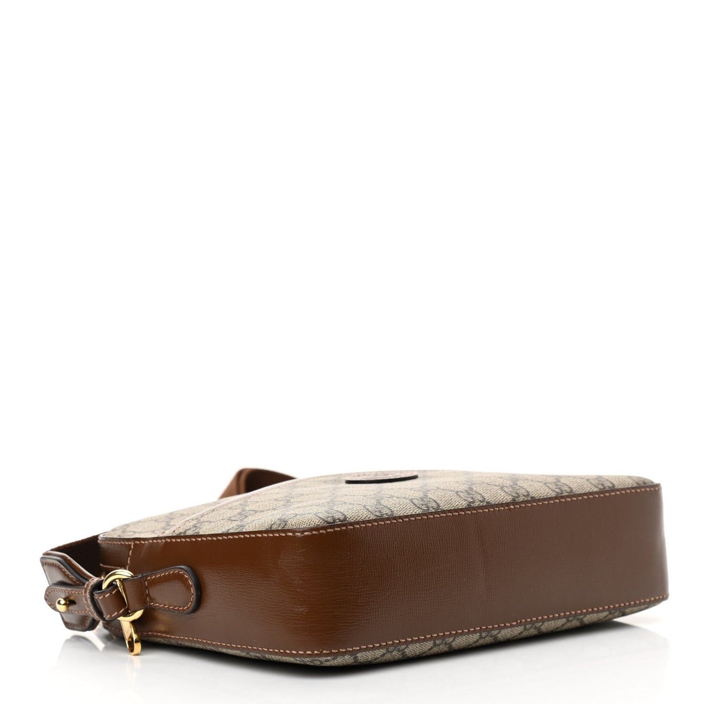 GG Supreme Monogram Azalea Calfskin Retro Interlocking G Messenger Shoulder Bag Beige Ebony Brown Sugar