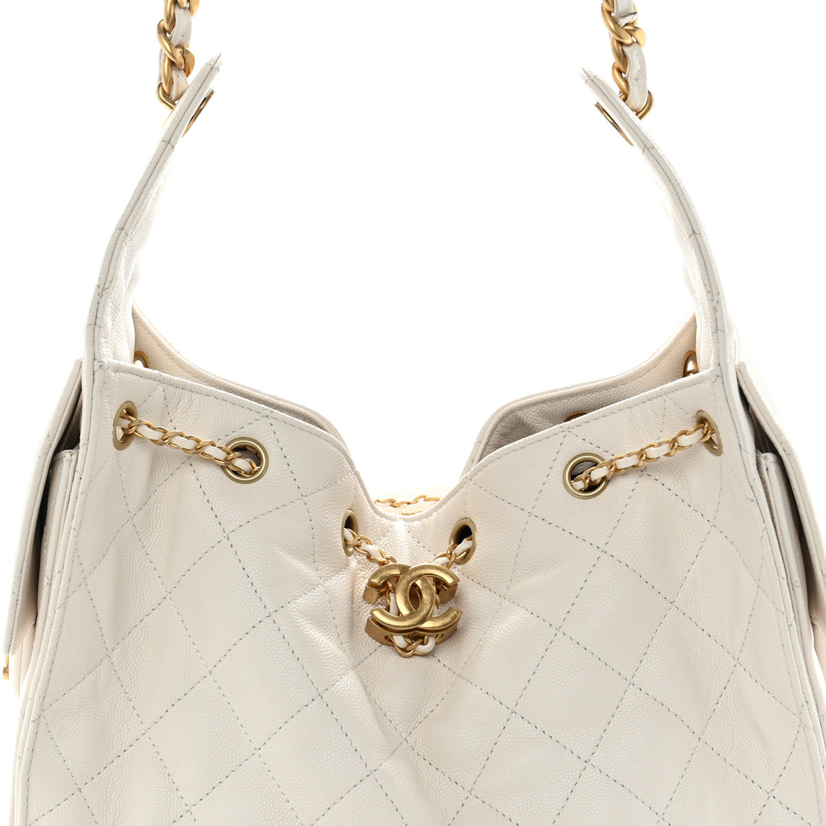 Chanel Caviar Quilted Small Chanel 25 Handbag White 8 of 10